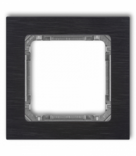 DECO Ramka uniwersalna pojedyncza - aluminium szczotkowane (ramka: czarna, spód: grafitowy) Czarny Karlik 12-11-DRA-1