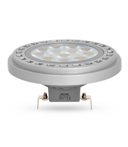 Żarówka LED AR111-LED, 12W, barwa światła ciepła biała, obudowa w kolorze srebrnym, klosz ryflowany, kąt rozsyłu światła 30°