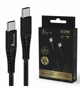 Extralink Smart Life Braided 100W USB Type-C to Type-C 2m Czarny Kabel USB Typu C 480 Mbps, 20V 5A EXTRALINK CABESL02