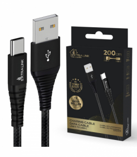 Extralink Smart Life Braided 15W USB Type-A to Type-C 2m Czarny Kabel USB 5V 3A EXTRALINK CABESL01