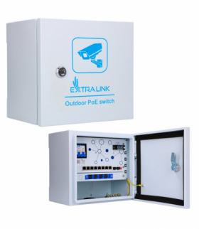 Extralink Atlas Zewnętrzny switch PoE 8x RJ45 1000Mb/s PoE, 2x SFP, 120W, aktywne chłodzenie EXTRALINK EX.32787