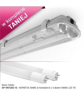 Komplet !!! Oprawa przemysłowa HERMETIC NANO 120-2 + 2 tuby NANO LED T8 OP-HNTUB2-30