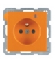 Q.x Gniazdo z uziemieniem z diodą kontrolną LED, z podwyższoną ochroną styków, pomarańczowy, aksamit Berker 6765096014