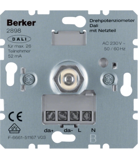 one.platform Potencjometr obrotowy DALI z wbudowanym zasilaniem, mechanizm Berker 2898