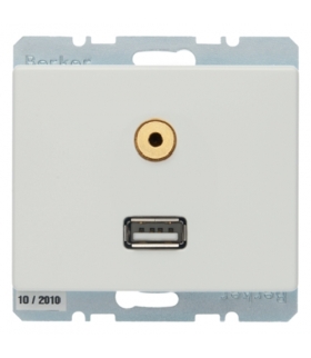Arsys Gniazdo USB/3,5mm audio, biały, połysk Berker 3315390069