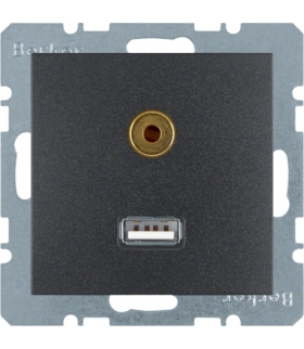 B.x Gniazdo USB/3,5mm audio, antracyt, mat Berker 3315391606