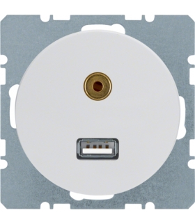 R.1/R.3 Gniazdo USB/3,5mm audio, biały, połysk Berker 3315392089
