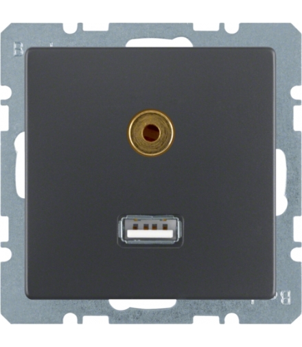 Q.x Gniazdo USB/3,5mm audio, antracyt, aksamit lakierowany Berker 3315396086