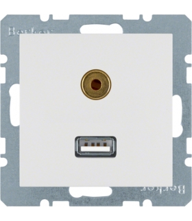 S.1/B.3/B.7 Gniazdo USB/3,5mm audio, biały, mat Berker 3315391909