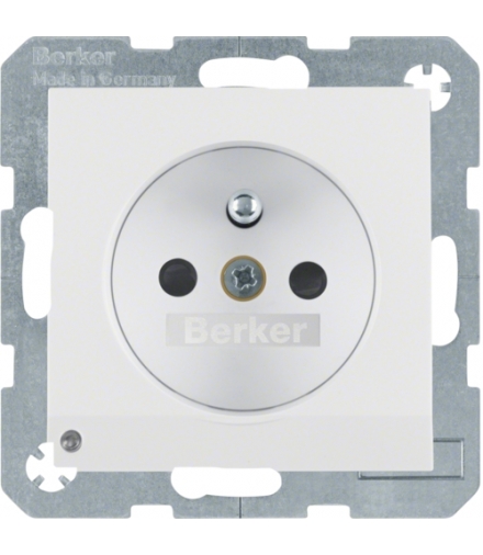 B.3/B.7 Gniazdo z uziemieniem i podświetleniem orientacyjnym LED, biały, mat Berker 6765101909