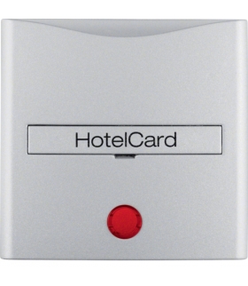 B.Kwadrat/B.7 Nasadka z nadrukiem i czerwoną soczewką do łącznika na kartę hotelową, alu mat, lakierowany Berker 16401404