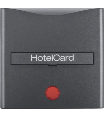 B.x Nasadka z nadrukiem i czerwoną soczewką do łącznika na kartę hotelową, antracyt, mat Berker 16401606