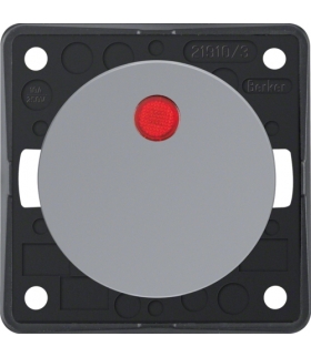 Integro Flow Łącznik klawiszowy przyciskowy podświetlany z czerwoną soczewką, szary, połysk Berker 937722507