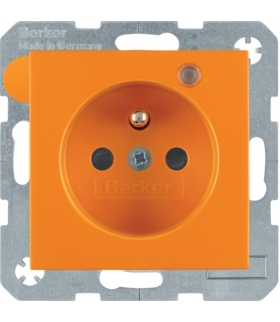 S.1/B.3/B.7 Gniazdo z uziemieniem i LED kontrolną z podwyższoną ochroną styków, pomarańczowy, mat Berker 6765091914