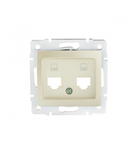 DOMO 01-1419-030 perłowy biały Adapter gniazdo komputerowe podwójne niezależne, (2x RJ45 Jack), bez gniazda Kanlux 25934